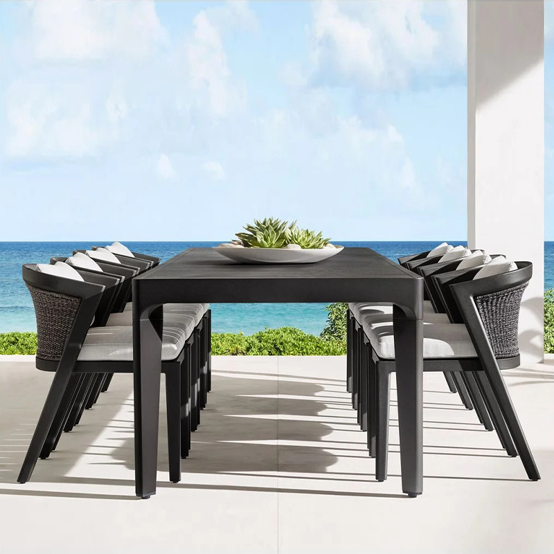 Aluminum outdoor furniture six chairs sets garden table and chairs dining sets