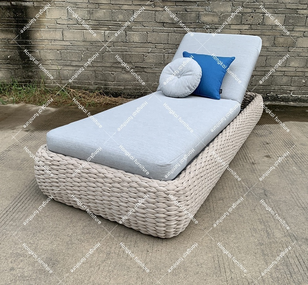 High Quality Modern Garden Lounger Metal and Fabric Outdoor Swing Chair for Patio Rope Woven Sun Bed for Swimming Pool