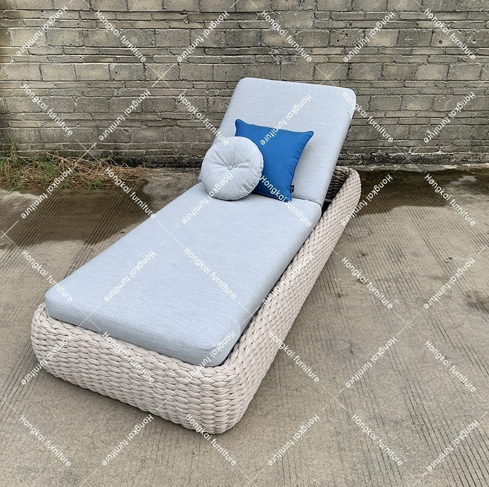 High Quality Modern Garden Lounger Metal and Fabric Outdoor Swing Chair for Patio Rope Woven Sun Bed for Swimming Pool