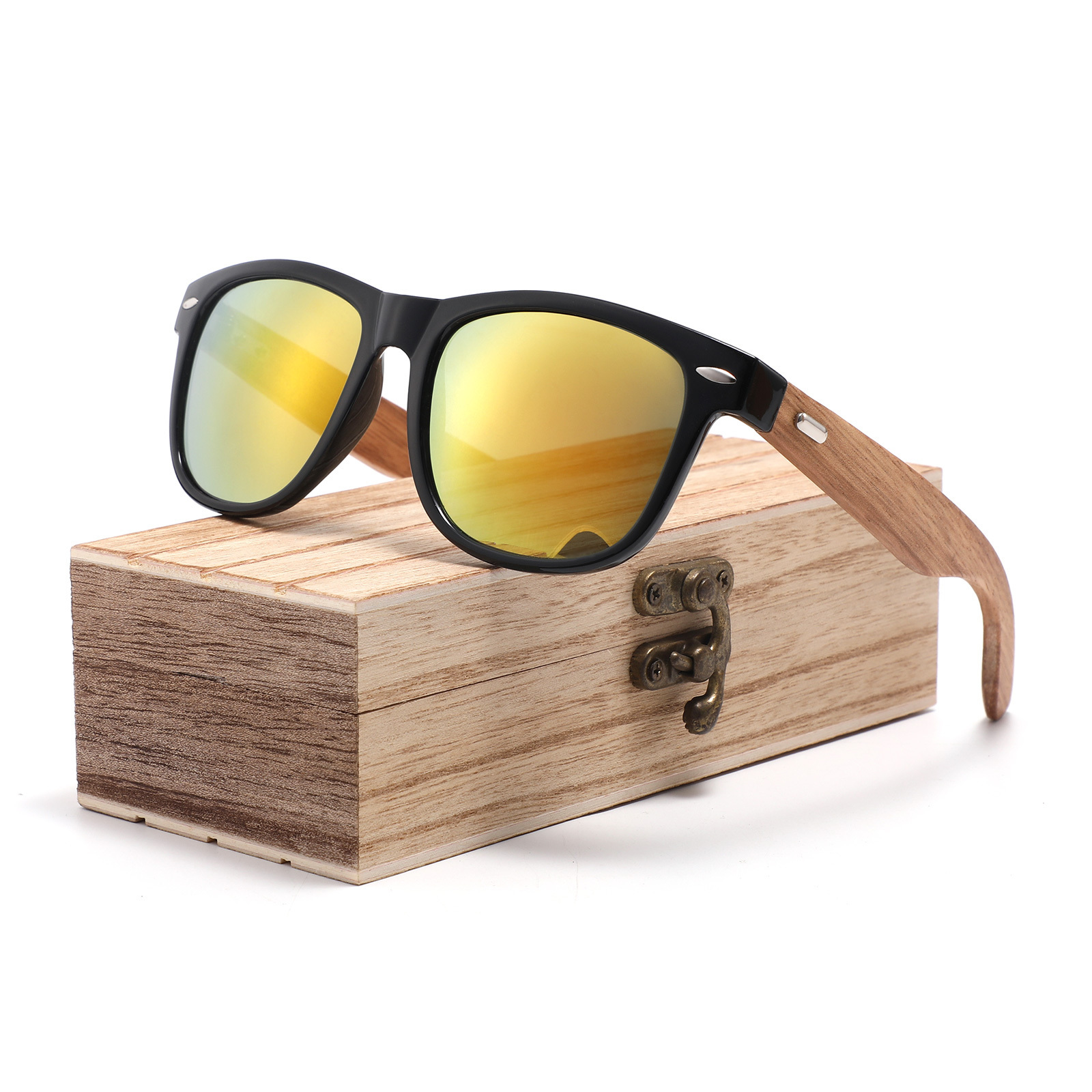 2022 Hot fashion men's and women's custom logo sunglasses plastic frame walnut sunglasses