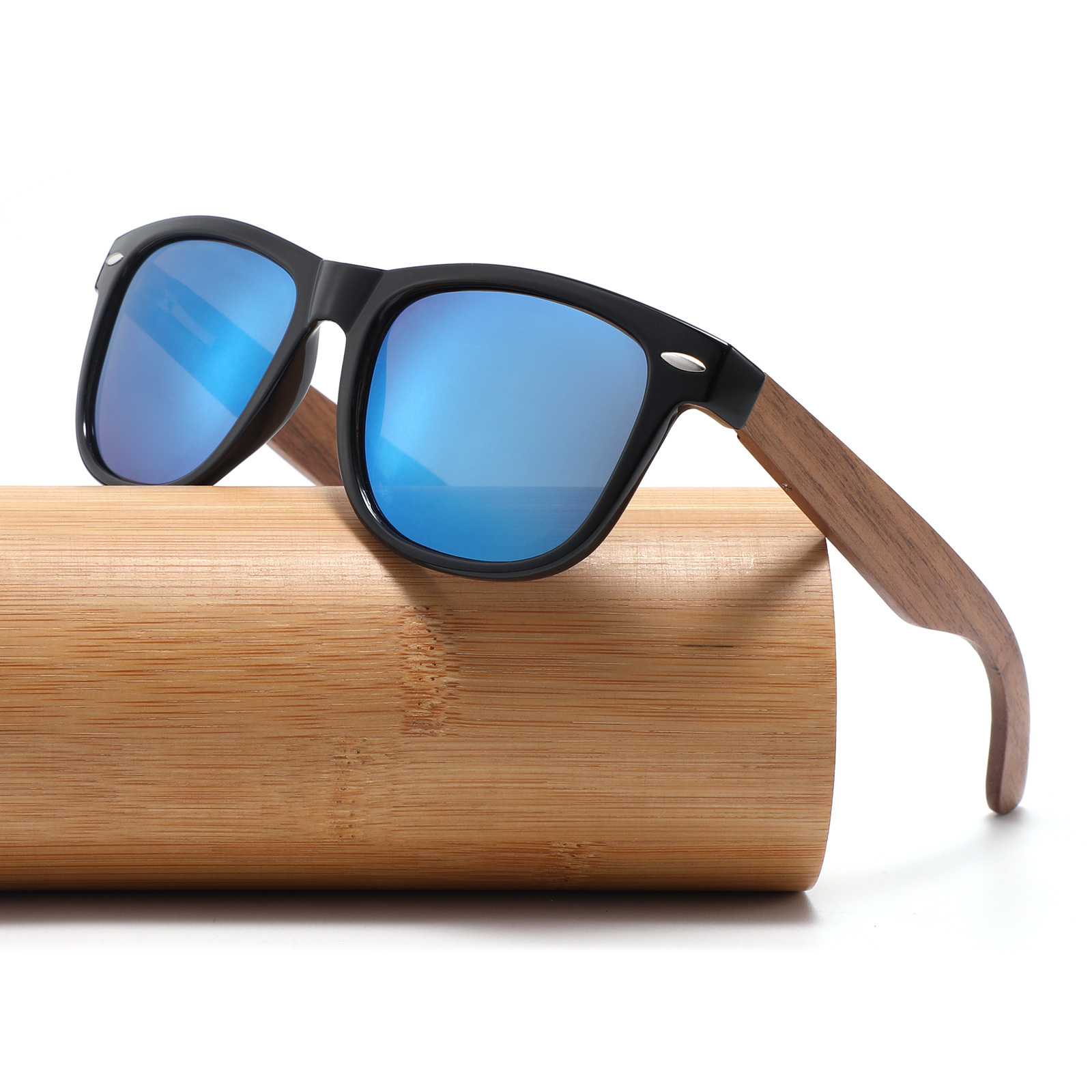 2022 Hot fashion men's and women's custom logo sunglasses plastic frame walnut sunglasses