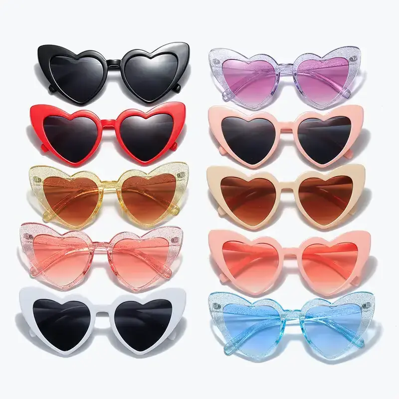 2023 Wholesale heart shaped sunglasses fashion women love heart sun glasses pink sunglasses