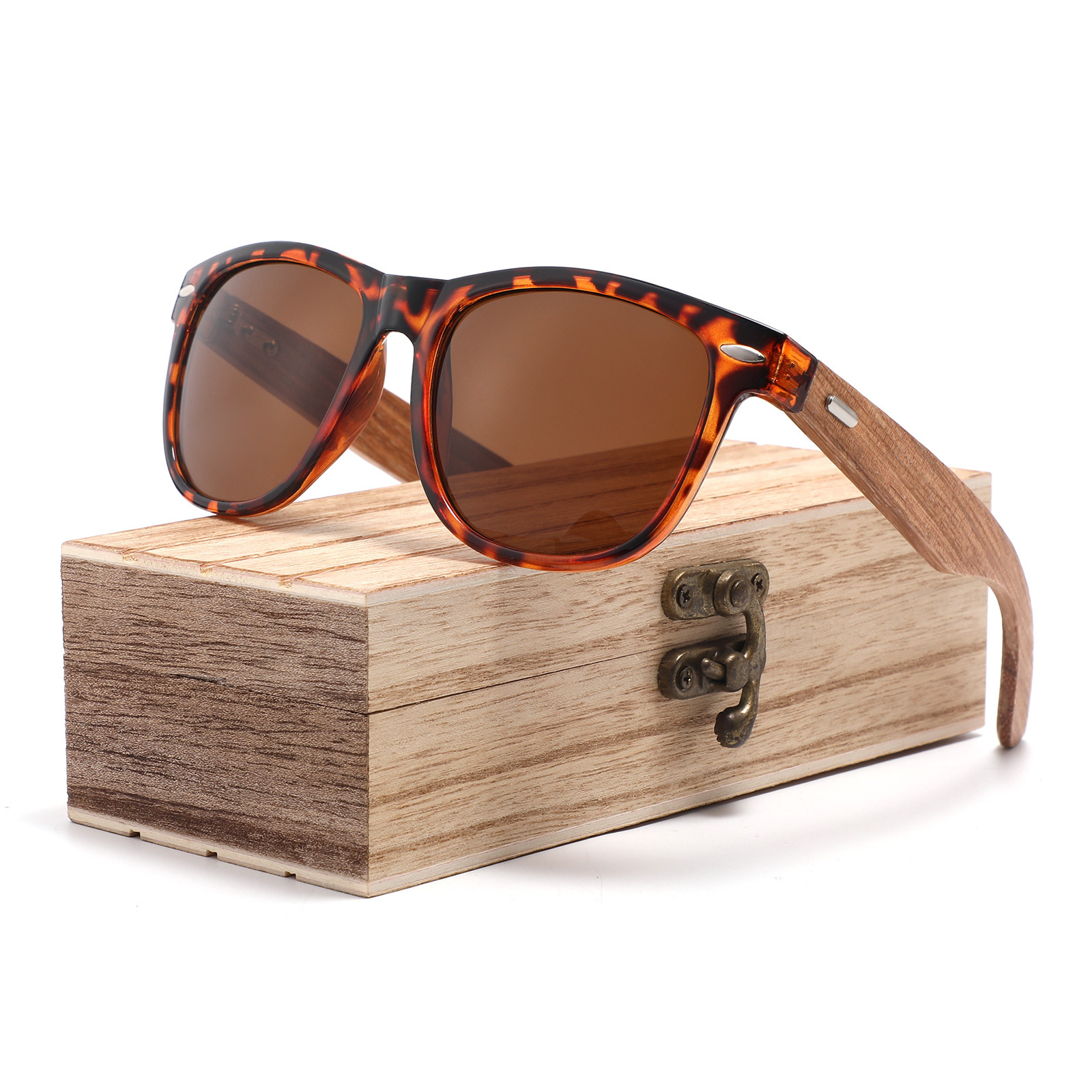 2022 Hot fashion men's and women's custom logo sunglasses plastic frame walnut sunglasses