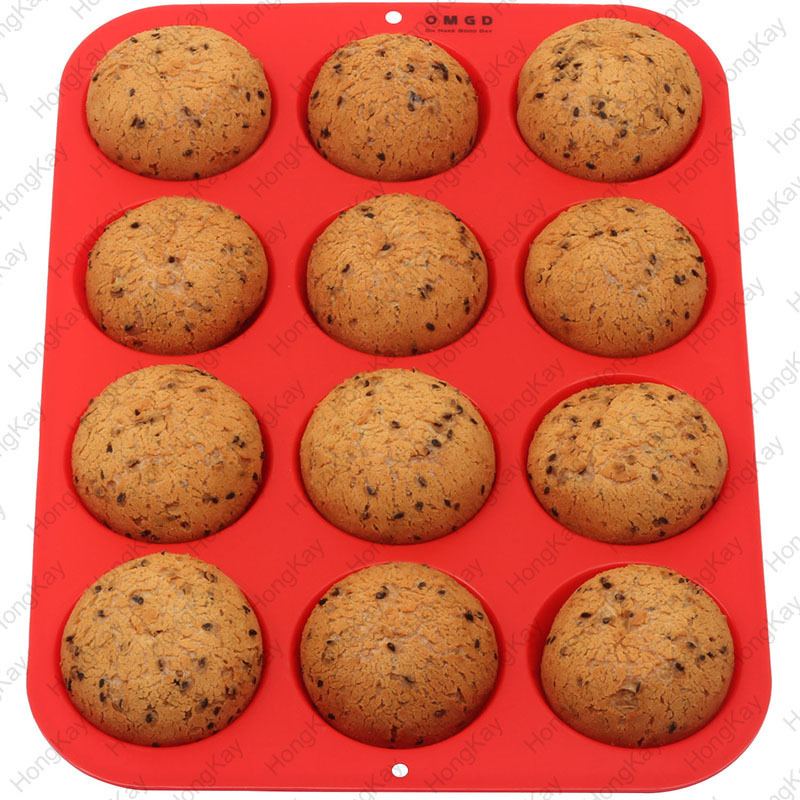 12 Cups Silicone Muffin Tray - BPA Free Muffin Top Pan - Cupcake Baking Pan