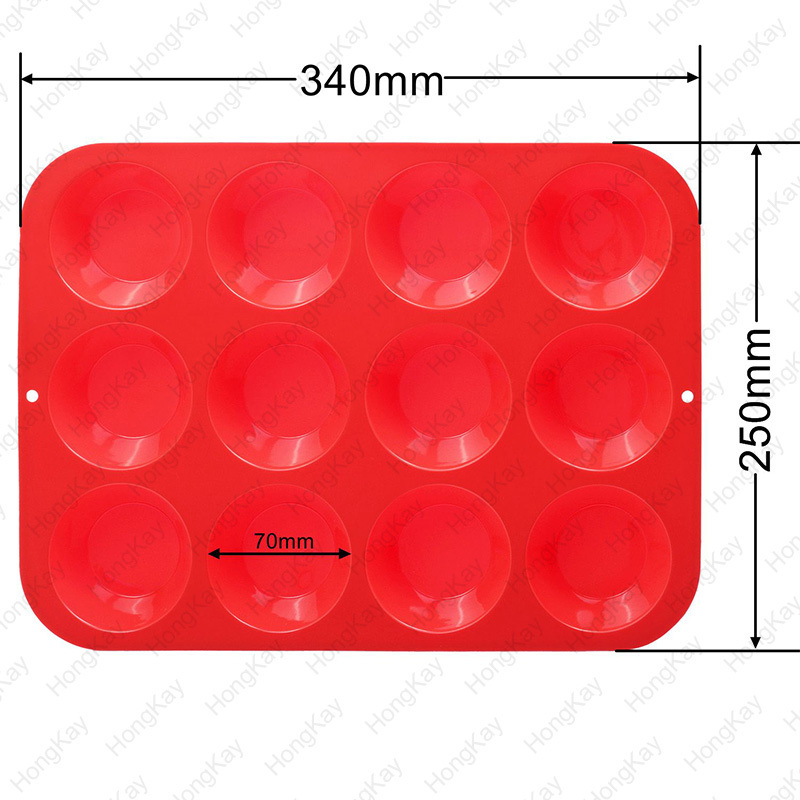 12 Cups Silicone Muffin Tray - BPA Free Muffin Top Pan - Cupcake Baking Pan