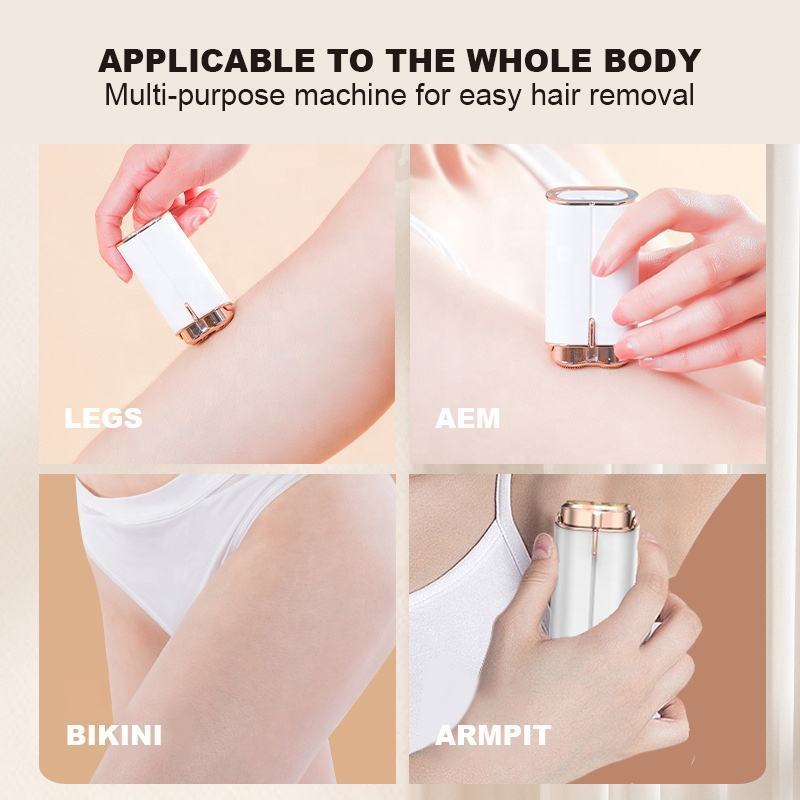 USB Waterproof Woman Double-Headed Facial Body Mini Shaver Painless Facial Hair Removal Epilator with LED Light