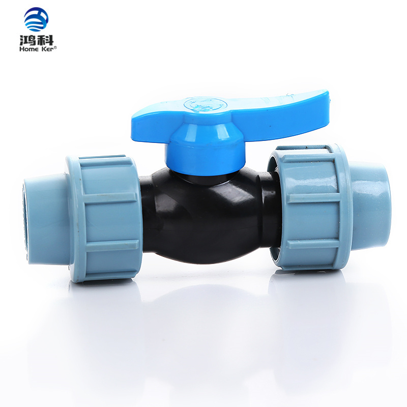 plastic pp pvc double union HDPE PE PP ball valve for water pipe PN16 PP Compression fitting