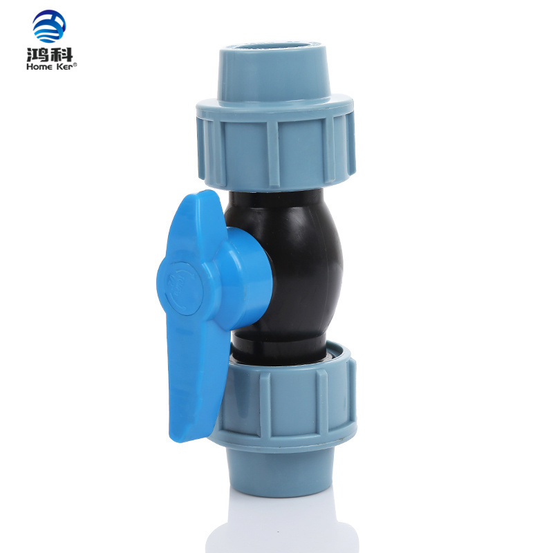 plastic pp pvc double union HDPE PE PP ball valve for water pipe PN16 PP Compression fitting