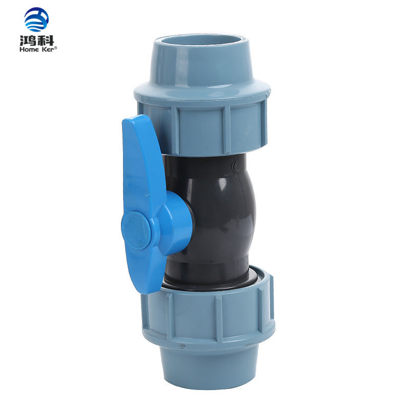 plastic pp pvc double union HDPE PE PP ball valve for water pipe PN16 PP Compression fitting