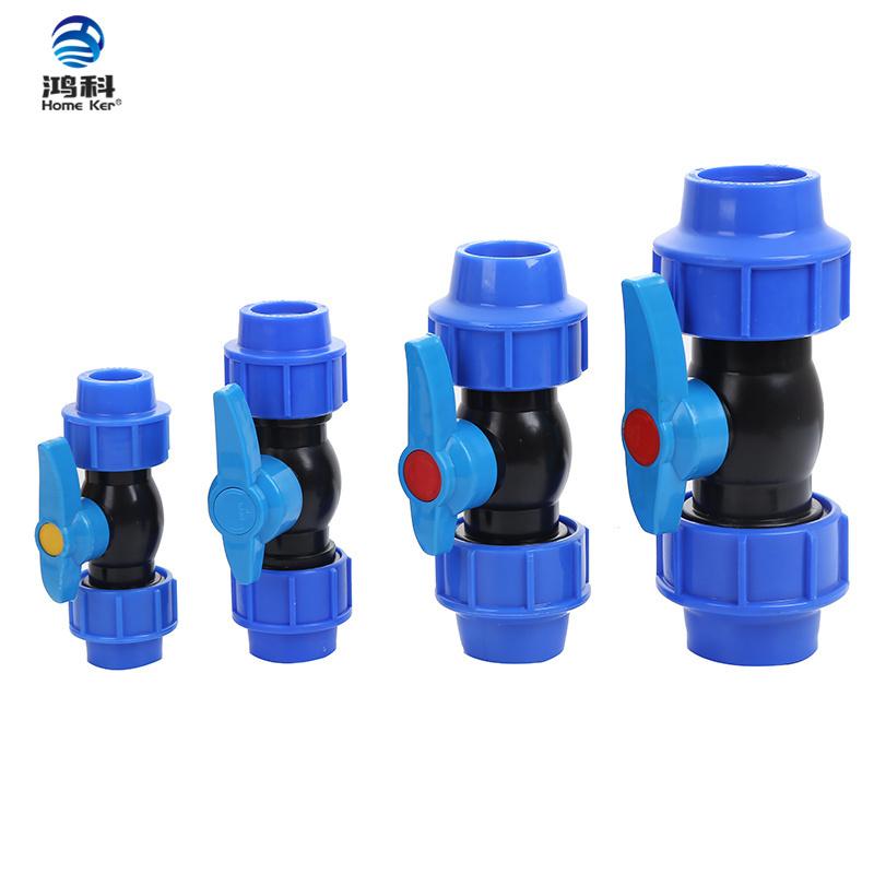 plastic pp pvc double union HDPE PE PP ball valve for water pipe PN16 PP Compression fitting