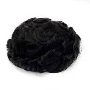 Wholesale Men Toupee Hair Pieces Lace Thin PU Replacement Human Hair Toupee For Man Human Hair