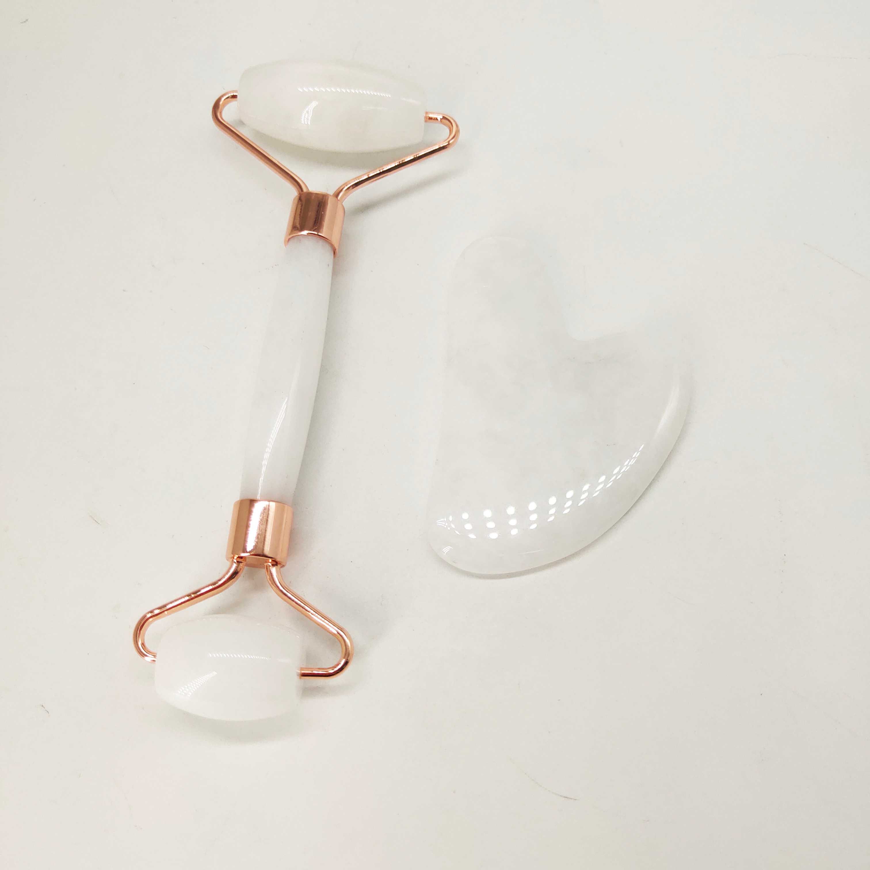 Gua Sha White Jade Set massage roller custom logo face massager with box high quality white jade roller guasha