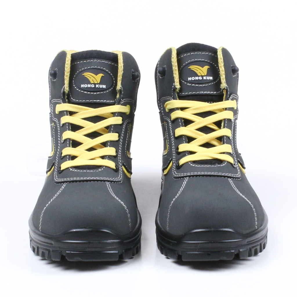 HONGKUN High Quality Soft Black Men Steel Toe Industrial Waterproof Safety Shoes Women Leather Work Boots