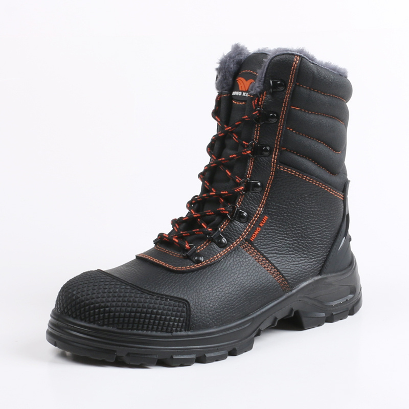 British Style Winter Warm Steel Toe Boots Anti-Slip Anti-Puncture Leather Waterproof Safety High Shoes