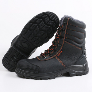 British Style Winter Warm Steel Toe Boots Anti-Slip Anti-Puncture Leather Waterproof Safety High Shoes