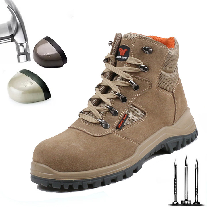 Men's Safety Boots Steel Toe Shoes Work Boots Indestructible Waterproof Shoes For Mens Leather Safety Shoes