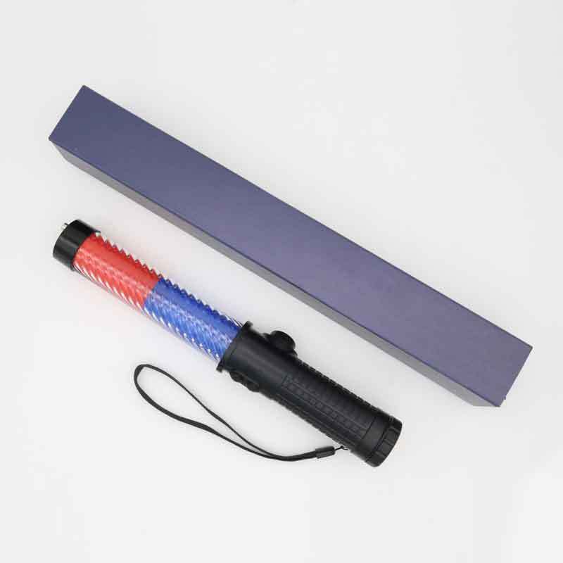 Magnetic led red blue color marshalling wand with safety hammer traffic flashing batons wholesale manufacturer