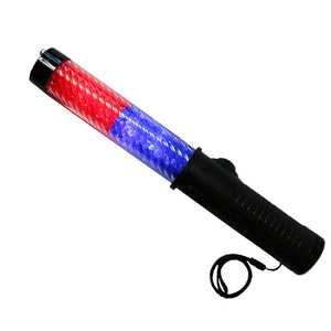 Magnetic led red blue color marshalling wand with safety hammer traffic flashing batons wholesale manufacturer