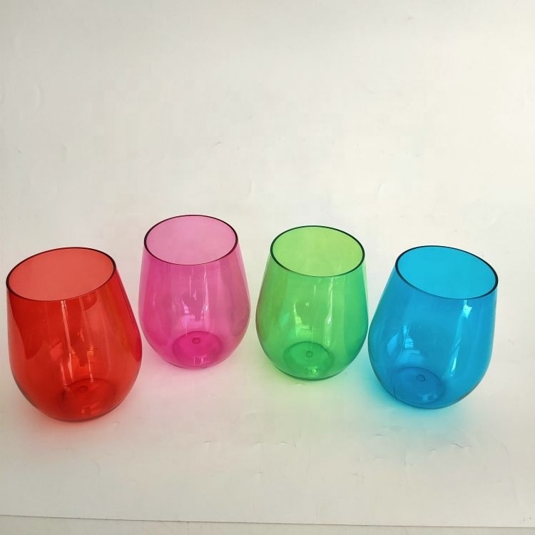 12oz Plastic Stemless Wine Glasses Whiskey Cups Shatterproof Recycled