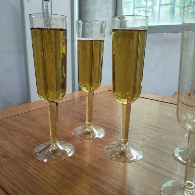 Detachable Stackable 7oz Disposable Gold Plastic Champagne Glasses