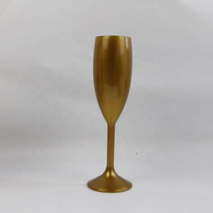 6 oz Reusable Unbreakable Gold Plastic Champagne Flute