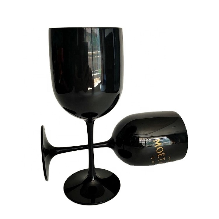 Custom 16 oz Recycled Reusable Black Plastic Wine Glasses