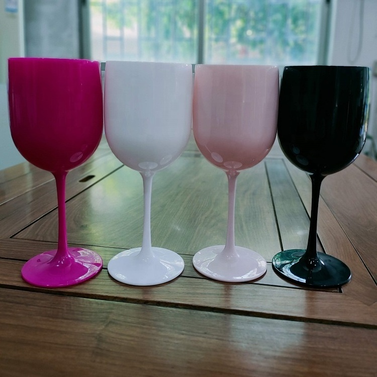 Custom 16 oz Recycled Reusable Black Plastic Wine Glasses