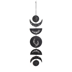 Bohemian black sun and moon wood wall hanging decor Nordic brief wall decoration home decoration