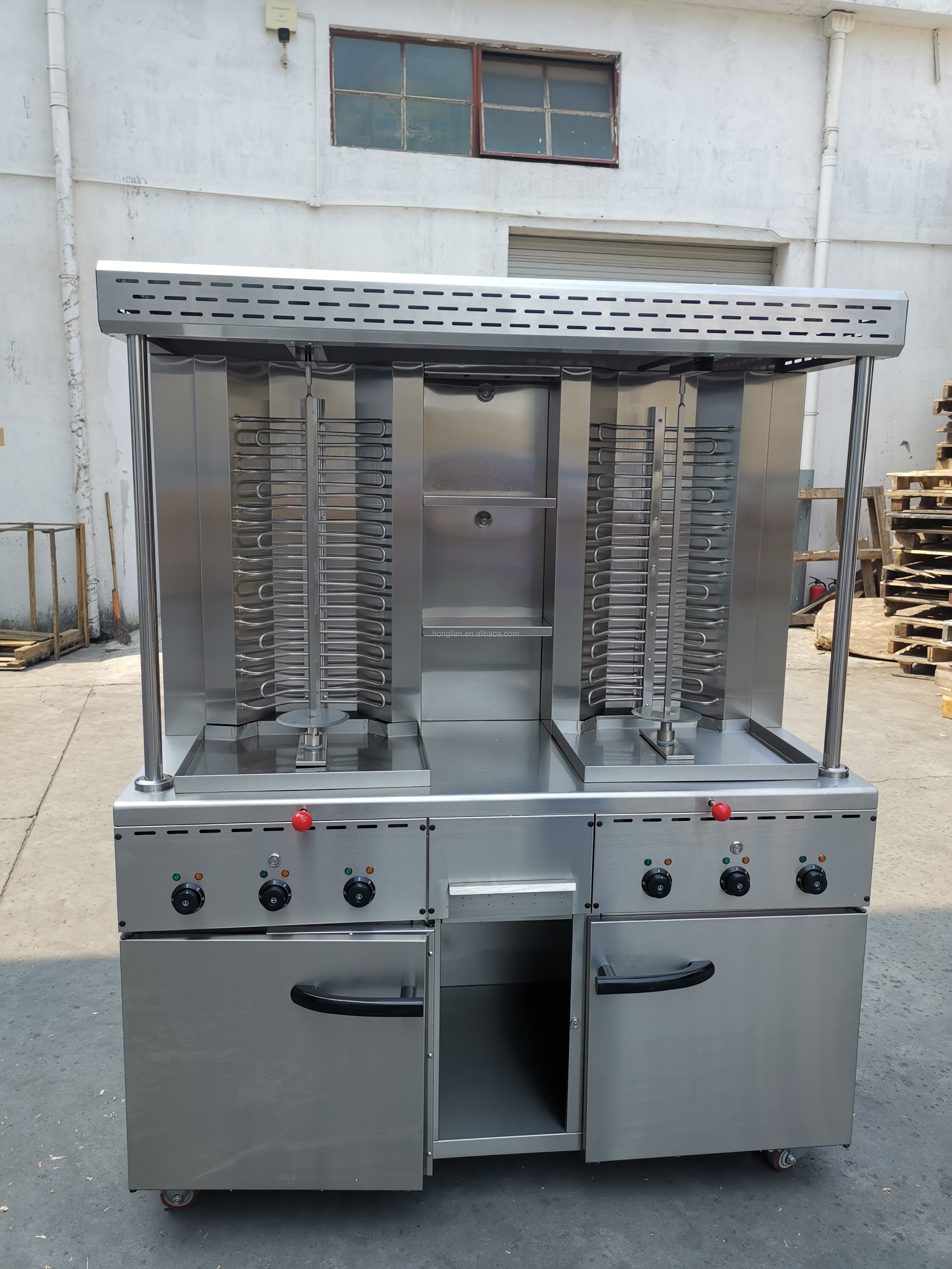 Gas Doner Kebab Shawarma Machine Electric Turkey Grill Machine Roasting Machine With Cabinet