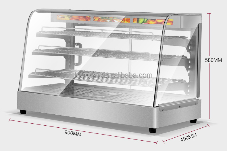 Commercial Electric Bun Steamer Food Warmer Glass Display Showcase Patties Warmer