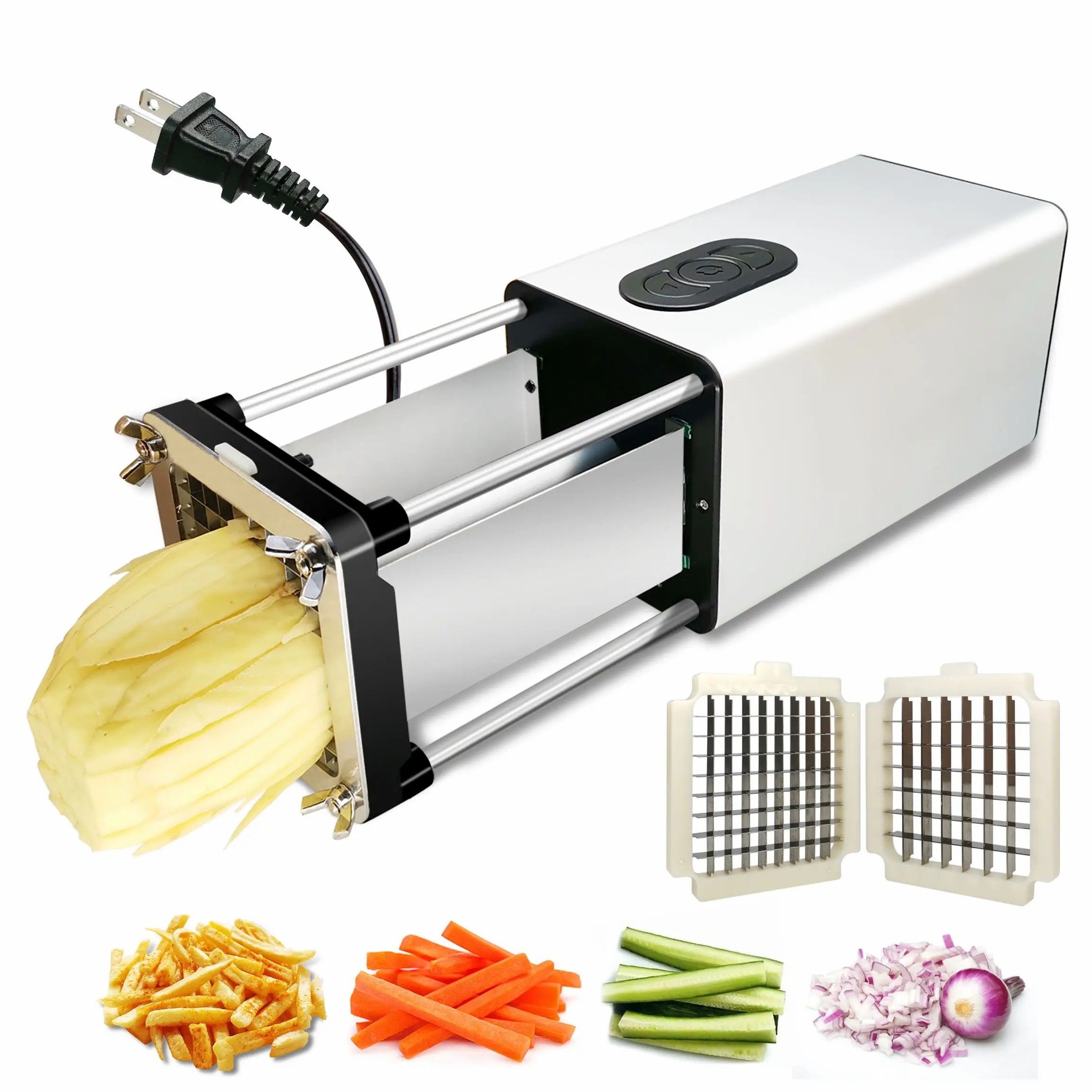 Wholesale Kitchen Electric Automatic Potato Chips Cutter Blade Stainless Steel French Fry Cutter With 2 Blades 1/2 Inch 3/8 Inch