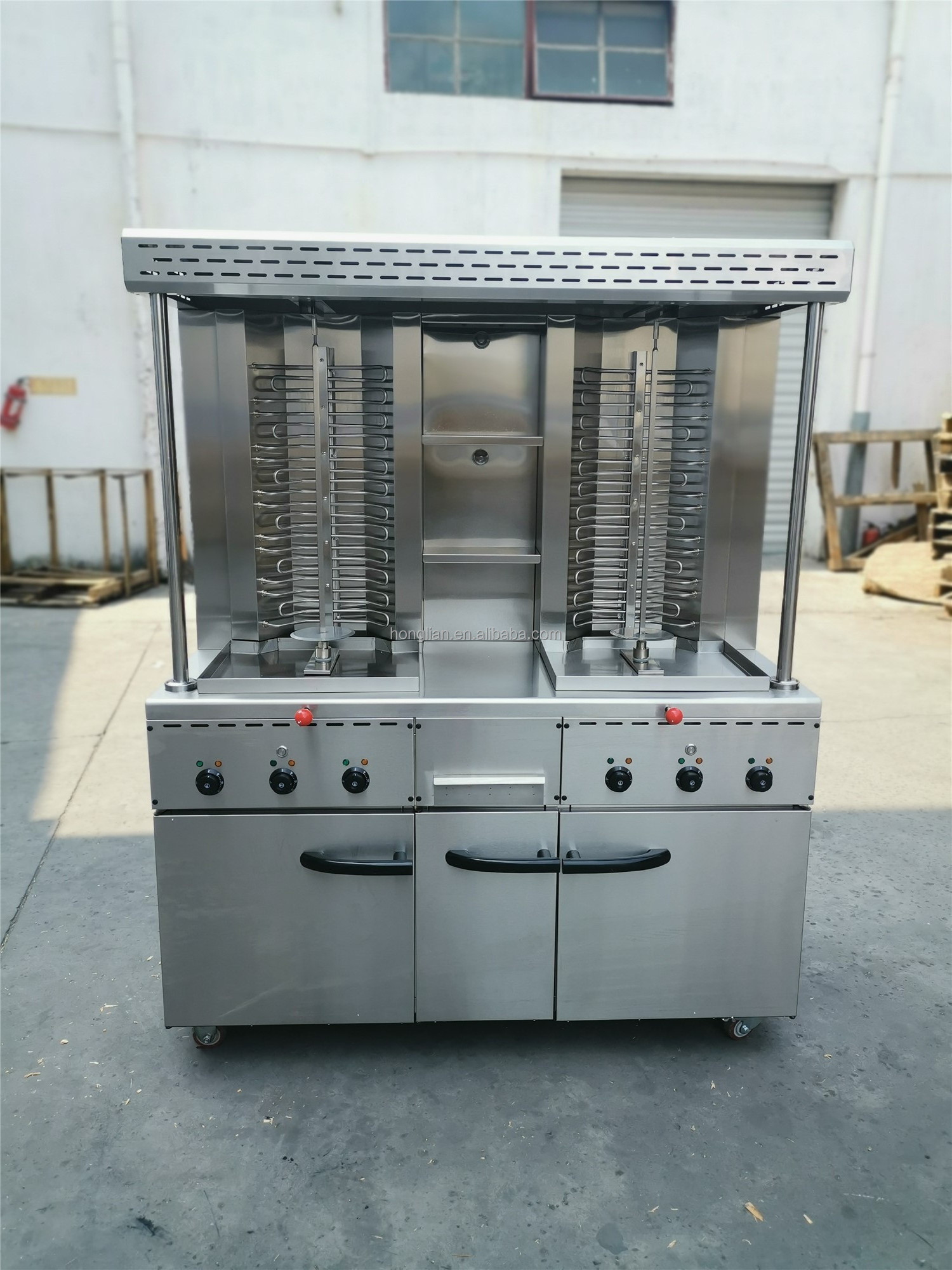 Gas Doner Kebab Shawarma Machine Electric Turkey Grill Machine Roasting Machine With Cabinet