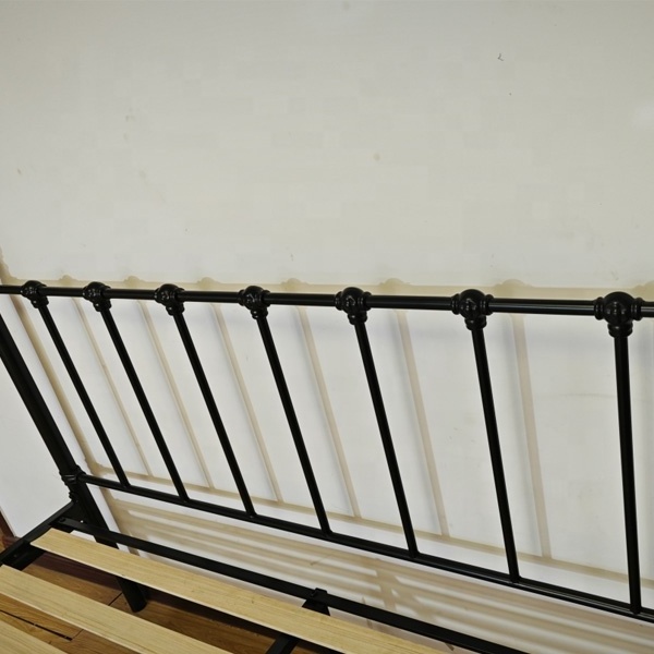 Metal stainless steel  tube  powder coated Wholesale cheap black single size metal bed frames wrought iron bed