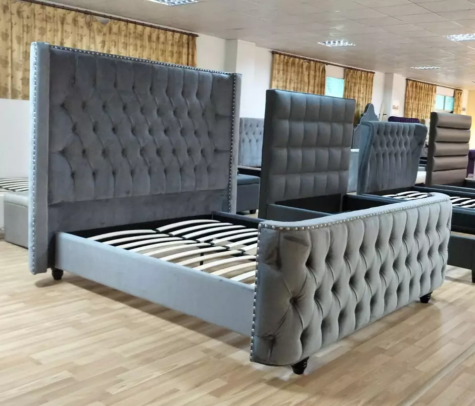 Latest design wholesale factory price double queen king size bed frame furniture bedroom bed