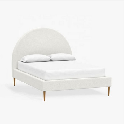 half circle headboard  boucle Upholstered Queen Platform Bed