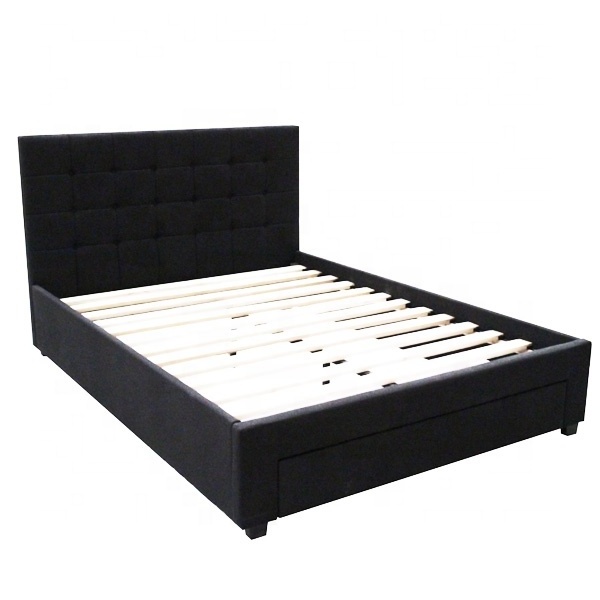 beautiful looks sturdy strong frame large storage drawers high density foam Tufted headboard and upholstered faux fabric bed