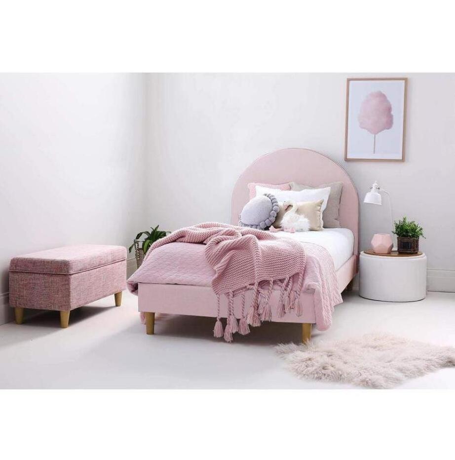 kids room furniture current design Kids Pink Velvet Upholstered Single / king single Bed for sale