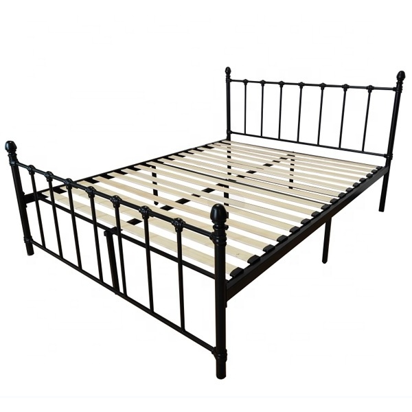 Metal stainless steel  tube  powder coated Wholesale cheap black single size metal bed frames wrought iron bed