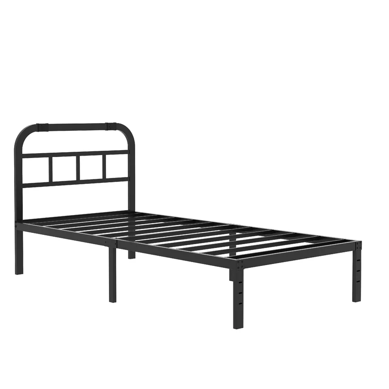 Free Sample Platform Headboard Steel Iron Metal Bed/Twin Single Queen Metal Bed For Bedroom Furniture