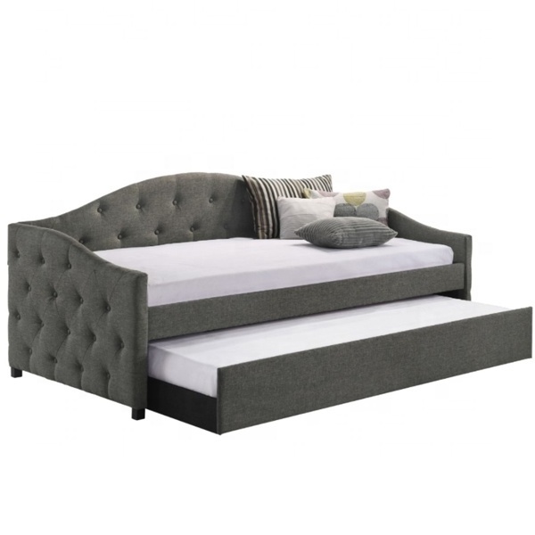 Nordic style bedroom or living room Trundle Upholstered Tufted Sofa Bed, with Button upholstery day bed with   Twin Trundle