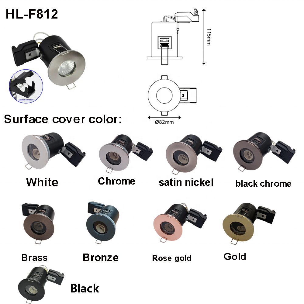 Matt black gu10 spotlight downlight fire rated waterproof anti glare recessed ceiling light aluminium bathroom