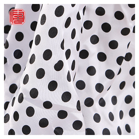 Dot Pattern Stretch Polyester Silk Satin Chiffon Printed Fabric Wholesale For Women Dresses