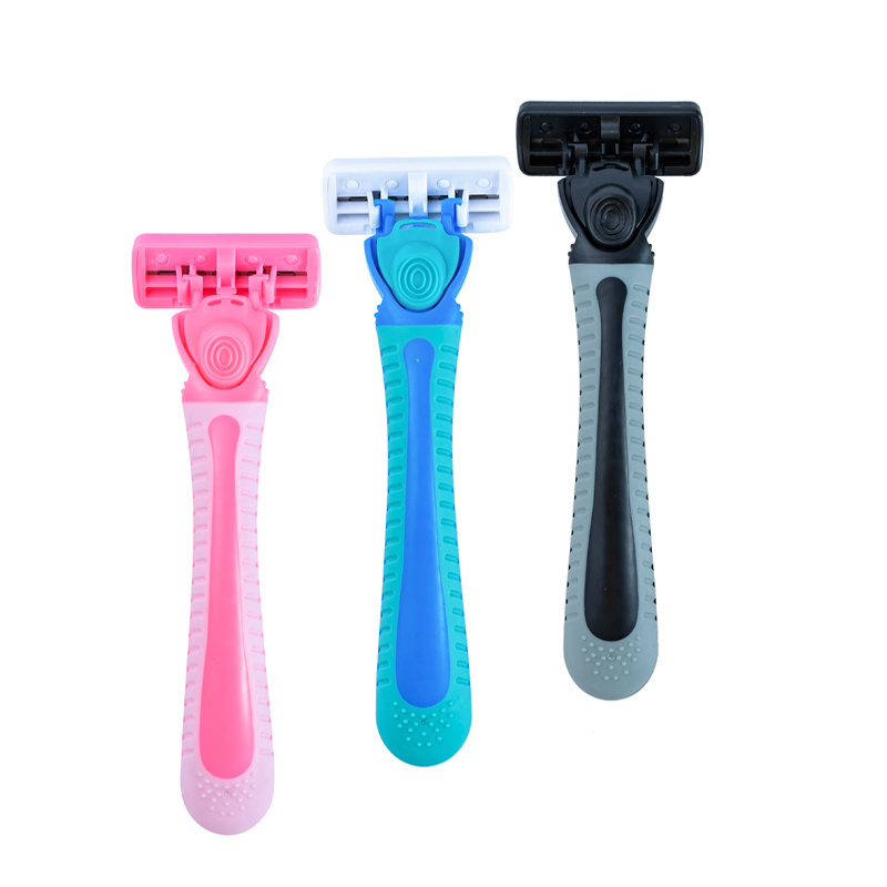 Six blade shavers with lubricant bar and super rubber handle razors for men