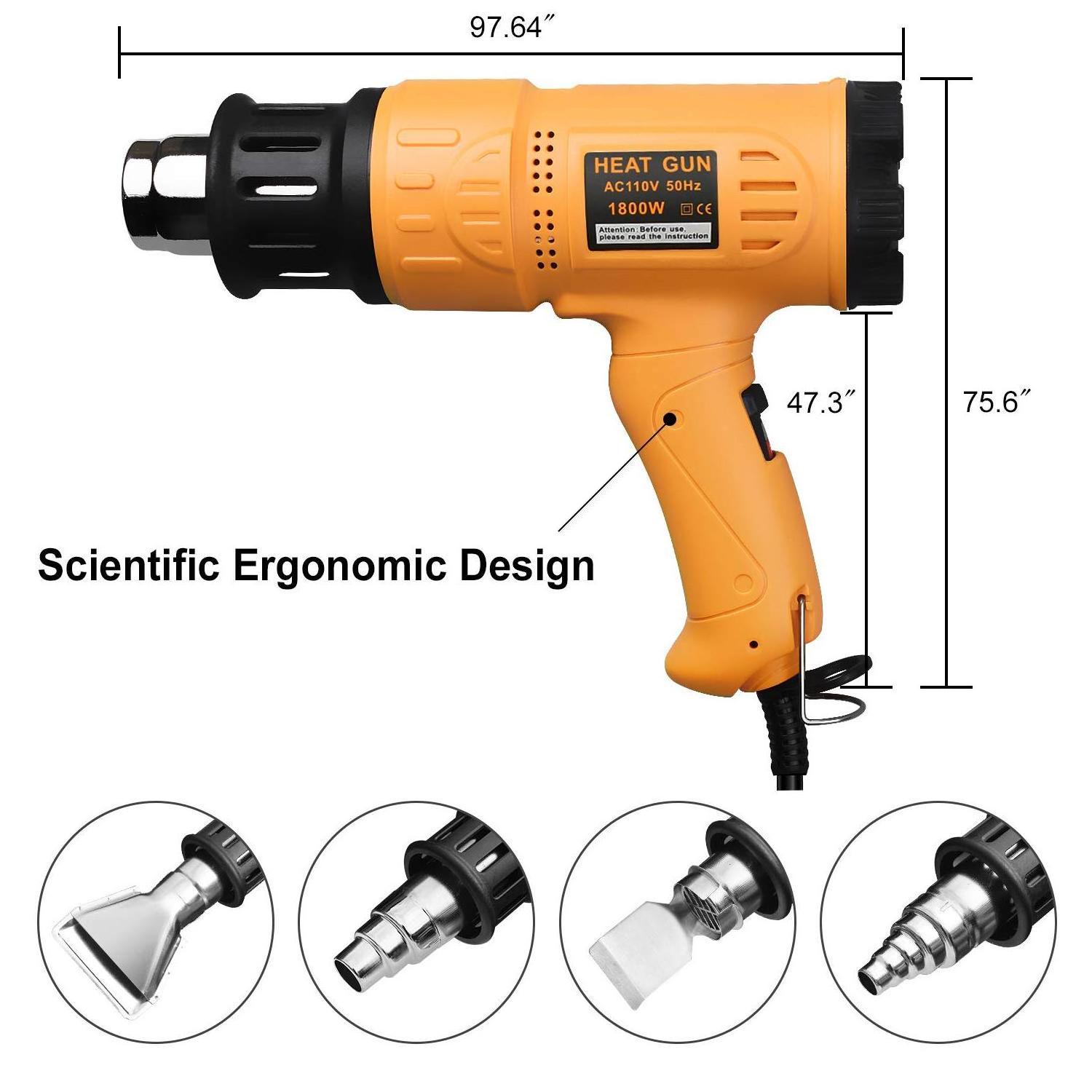 Power 2000W Fast Heating Variable Temperature Adjustable Two Air Flow Speed Heat Gun Hot Air Gun with LCD Digital Displaying