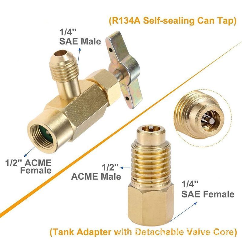 R134A Can Tap Refrigerant Dispenser with Tank Adapter