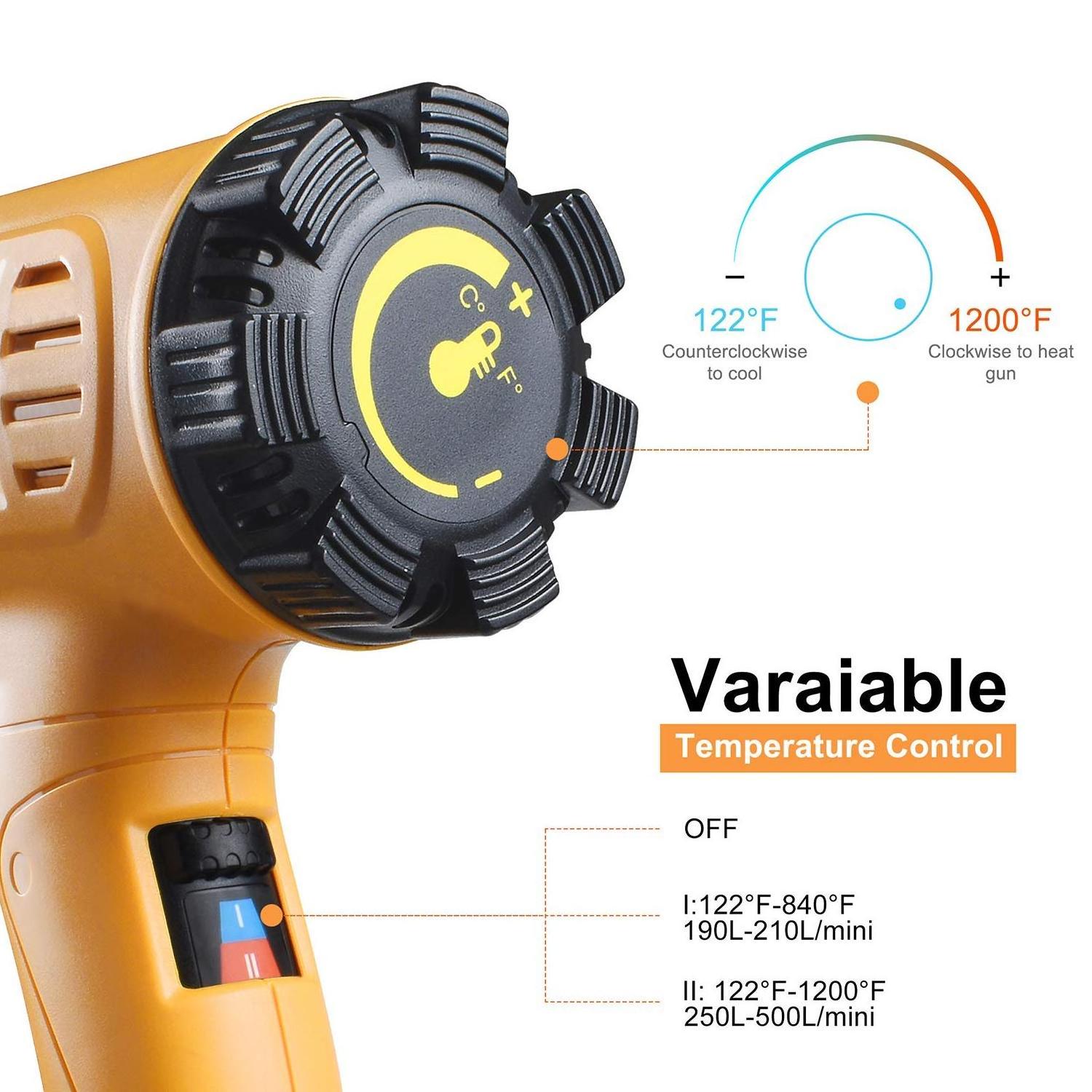 Power 2000W Fast Heating Variable Temperature Adjustable Two Air Flow Speed Heat Gun Hot Air Gun with LCD Digital Displaying