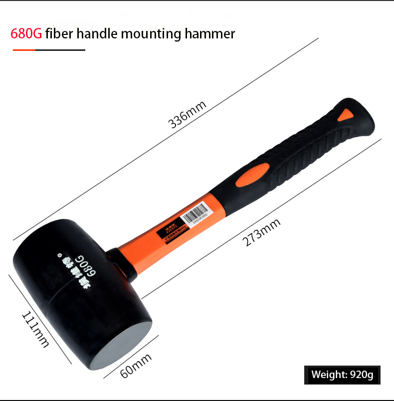 Professional Custom Rubber Mallet Hammer with Firbregalss Handle