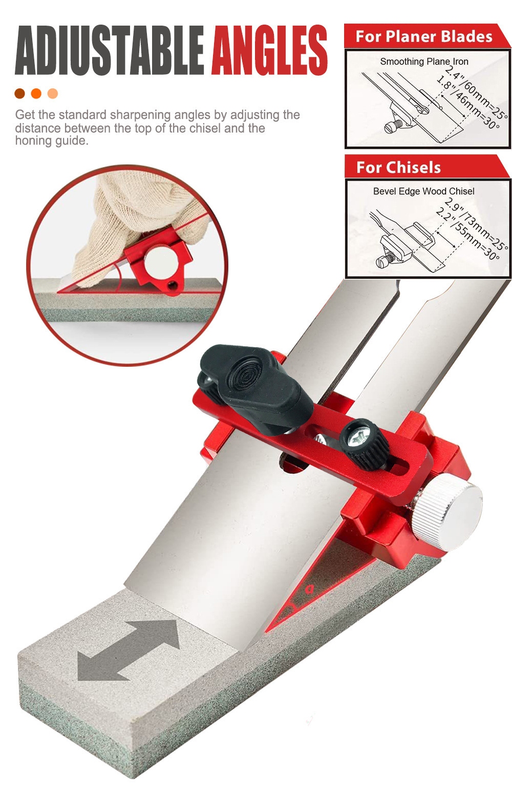 Angle Fixed Honing Guide Jig For Chisel Edge Sharpening For Chisels Planer Blades Flat Chisel Tools Sharpening Guide Kit