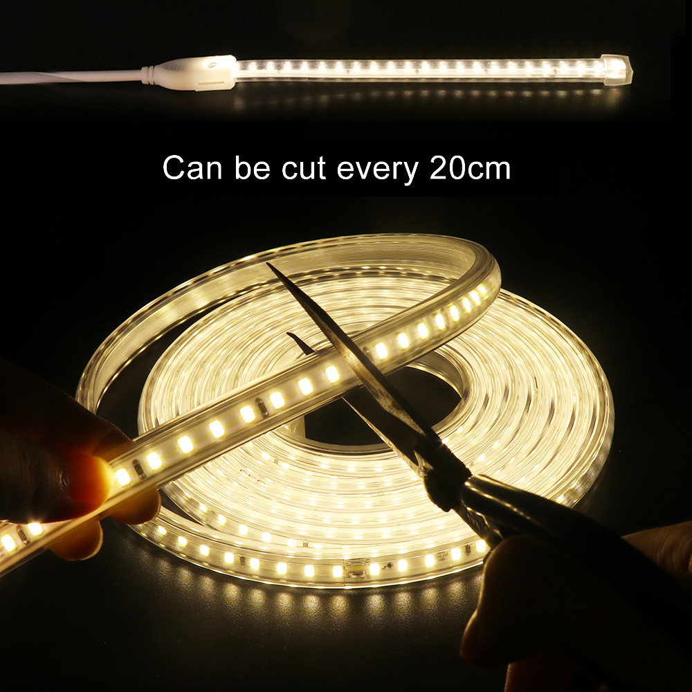 2835 220V LED Strip Light 20CM Cut 120LED/m Flexible Led Ribbon Light with ON/OFF Switch Power Plug EU UK 1m 5m 10m 20m 50m 100m