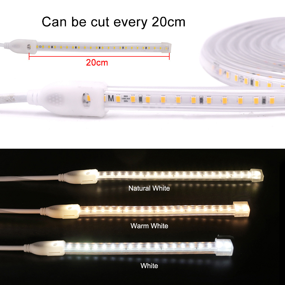 2835 220V LED Strip Light 20CM Cut 120LED/m Flexible Led Ribbon Light with ON/OFF Switch Power Plug EU UK 1m 5m 10m 20m 50m 100m